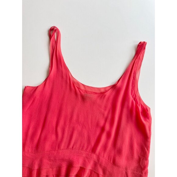 CLUB MONACO Coral Red Silk Georgette Ruffle Layered A-Line Tank, Size S - Picture 6 of 11